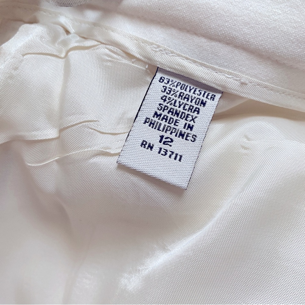 AMANDA SMITH IVORY CUFFED STRAIGHT LEG PANTS CAREER NEUTRAL MINIMALIST 12 - Picture 8 of 8